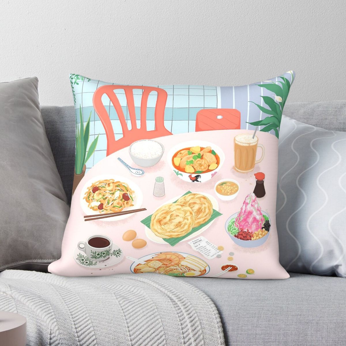 Home Decor Malaysia - Kopitiam Food Malaysia Sarung Bantal Poliester
