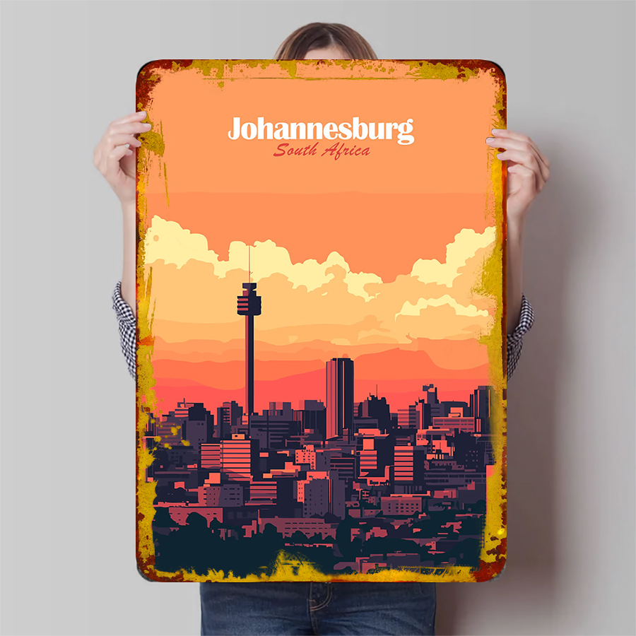 Home Decor Johannesburg - Seni Dinding Logam Pemandangan Kota Johannesburg