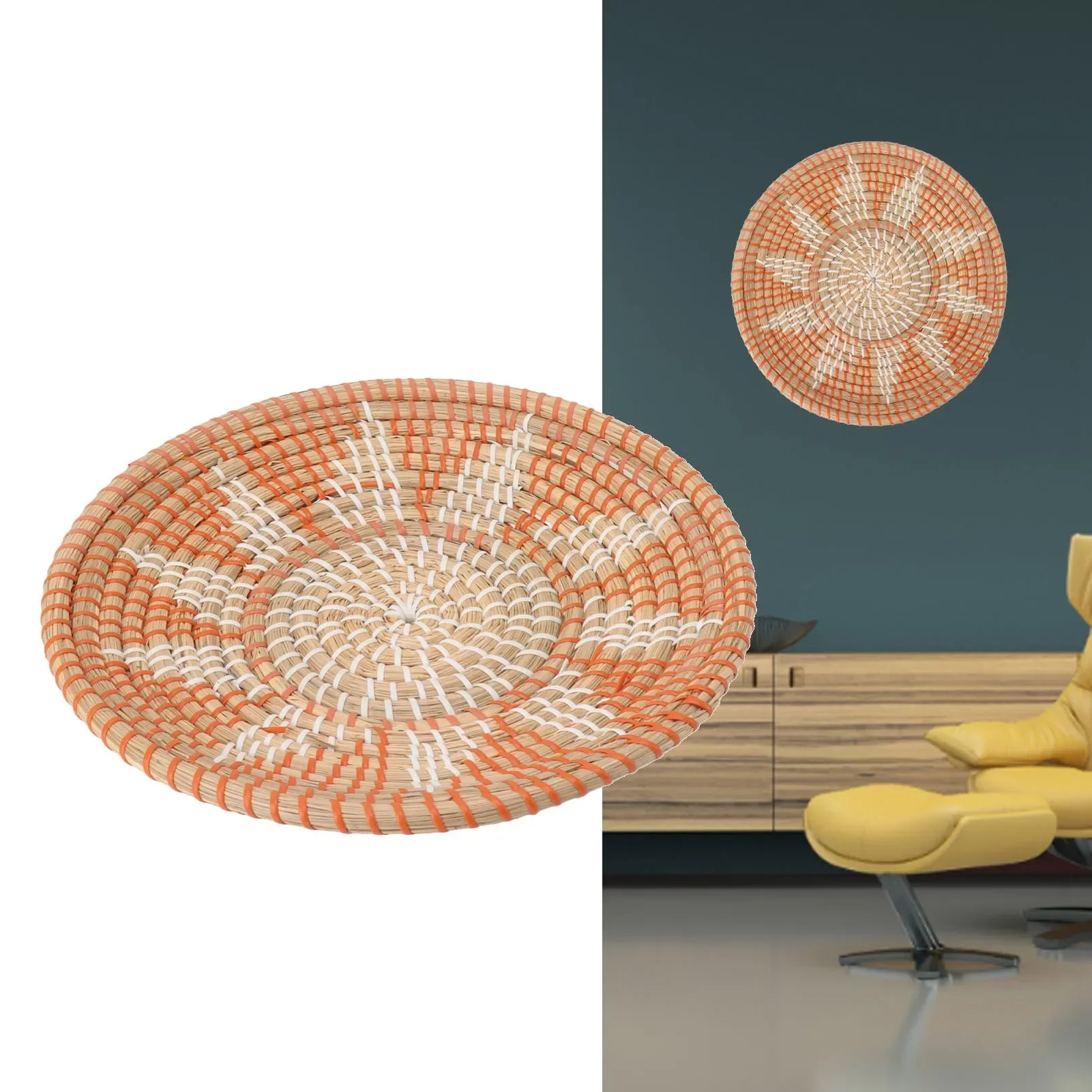 Woven Wall Basket - Ornamen Dinding Rumput Bundar Diameter 35cm