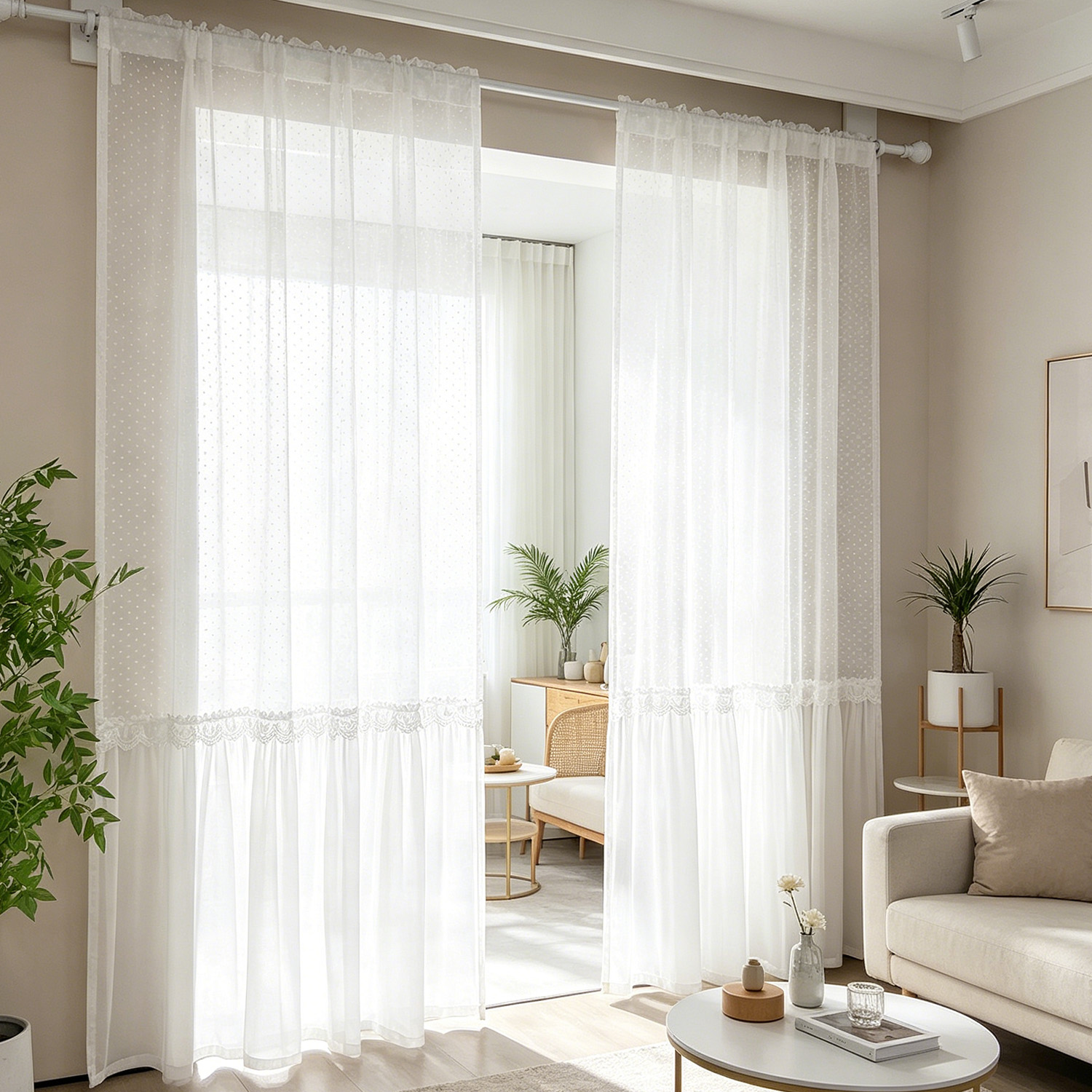 Home Decor Wall Panels - Gorden Transparan Romantis Prancis dengan Pola