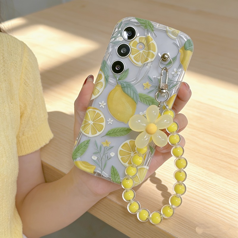 Home Decor Yellow - Casing Ponsel Tali Gantungan Bunga Lemon