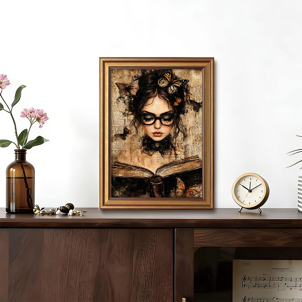 Abstract Oil Painting - Dekorasi Dinding Retro Dark Academia, Cetakan