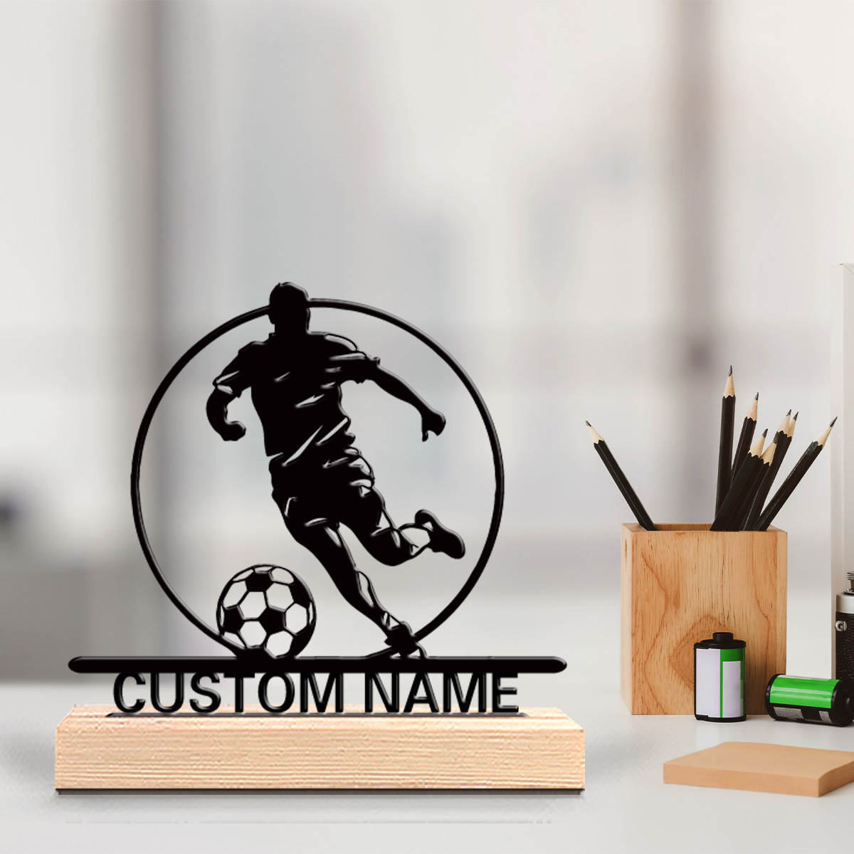 Home Decor Statue - Patung Logam Pemain Sepak Bola Custom