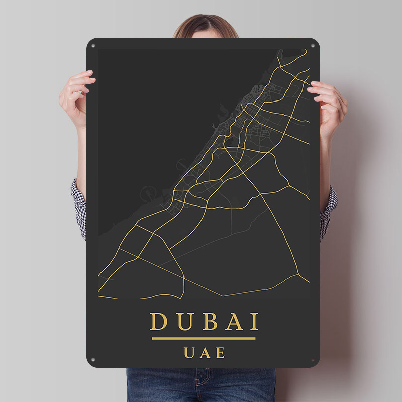 Home Decor Dubai - Poster Cetak Seni Peta Dubai UAE,