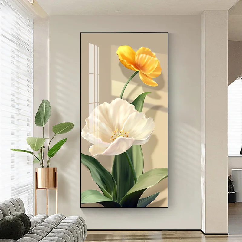 Home Decor Yellow - Seni Dinding Antik Nordik Bunga Kuning