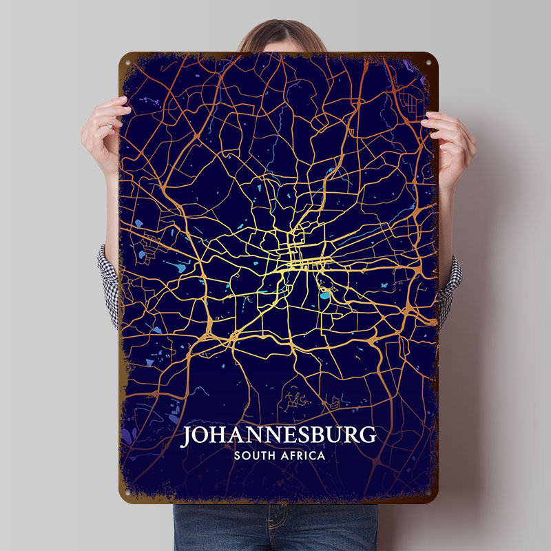 Home Decor Johannesburg - Poster Peta Kota Johannesburg, Papan Logam