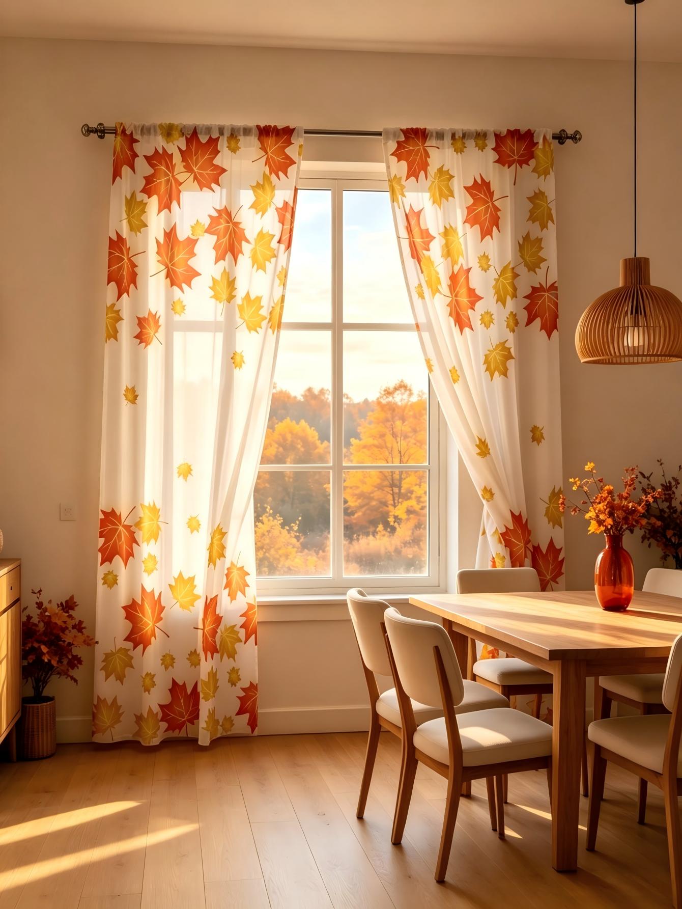 2PCS Tirai Transparan Cetak Di - Home Decor Yellow ulasan dan harga