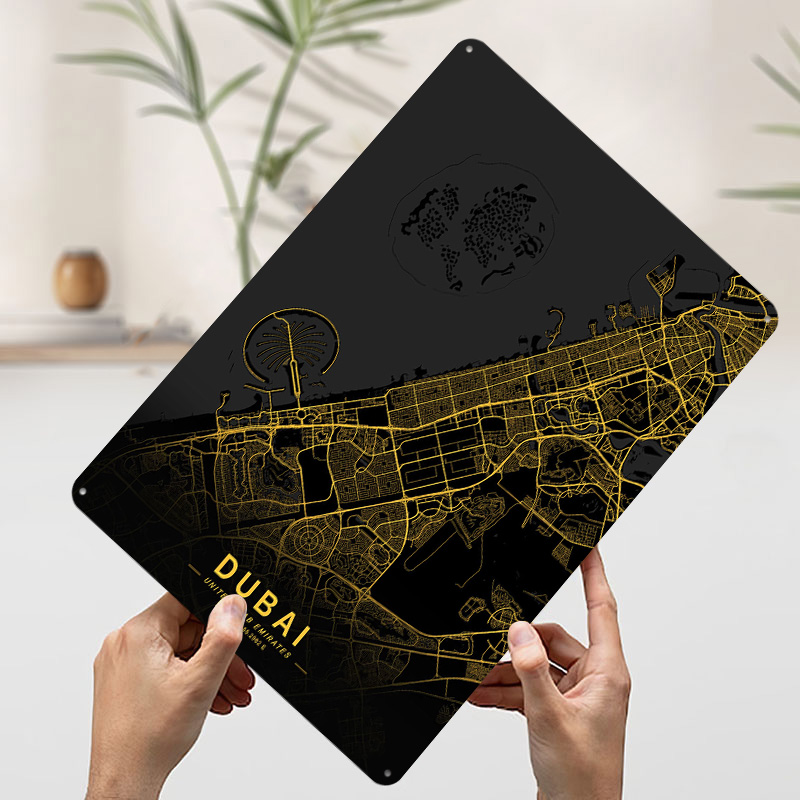 Poster Logam Peta Kota Dubai E - Home Decor Dubai ulasan dan harga