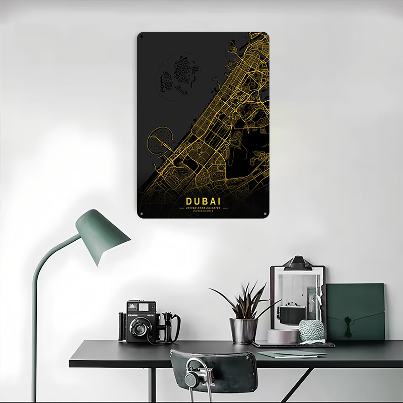 Poster Logam Peta Kota Dubai E - Home Decor Dubai ulasan dan harga
