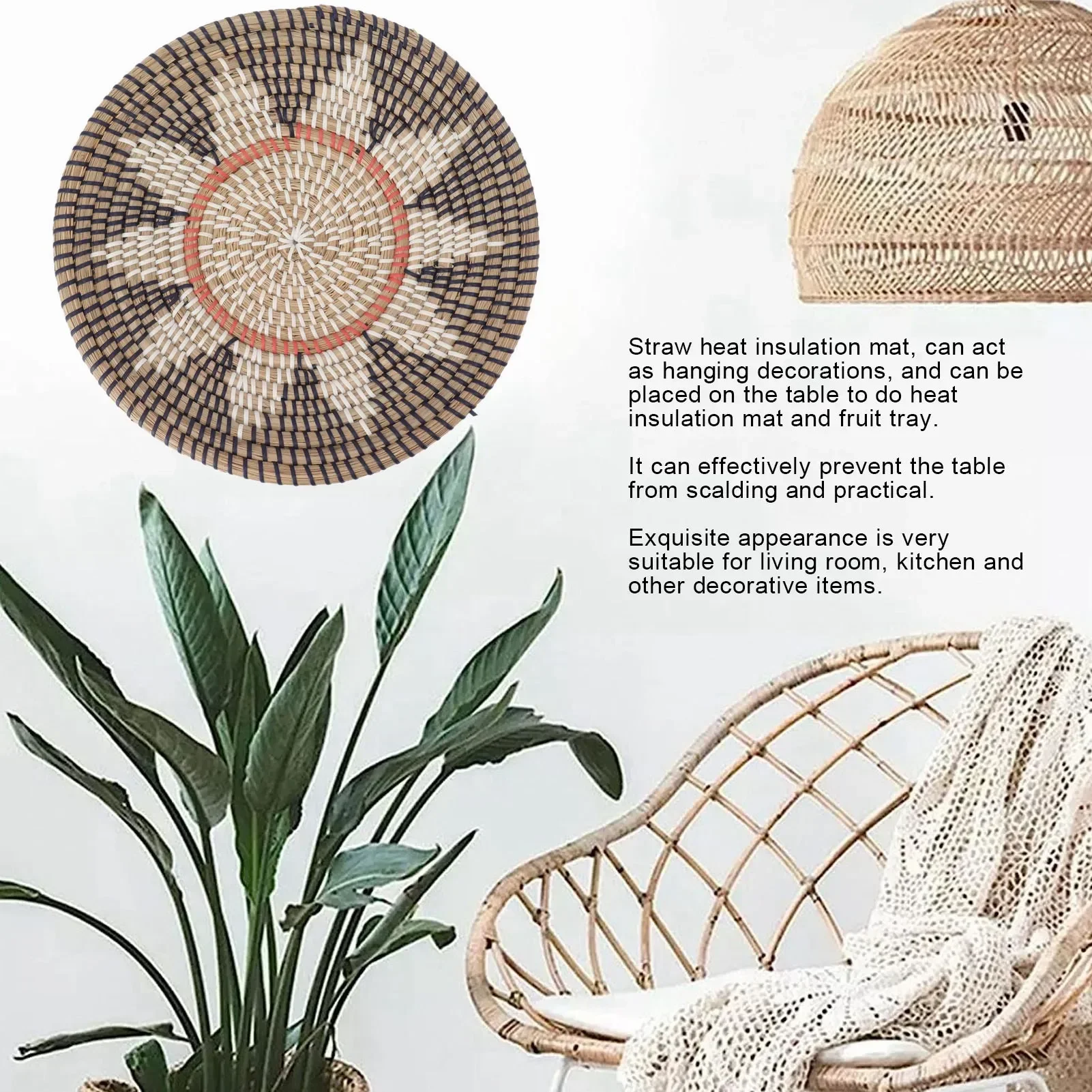 Ornamen Dinding Rumput Bundar  - Woven Wall Basket ulasan dan harga