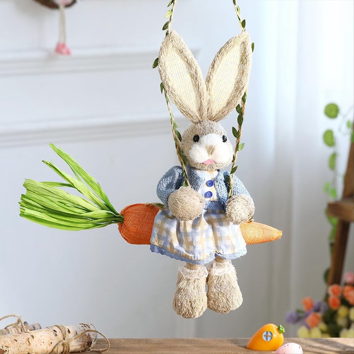 Patung Kelinci Jerami Paskah,  - Home Decor Statue ulasan dan harga