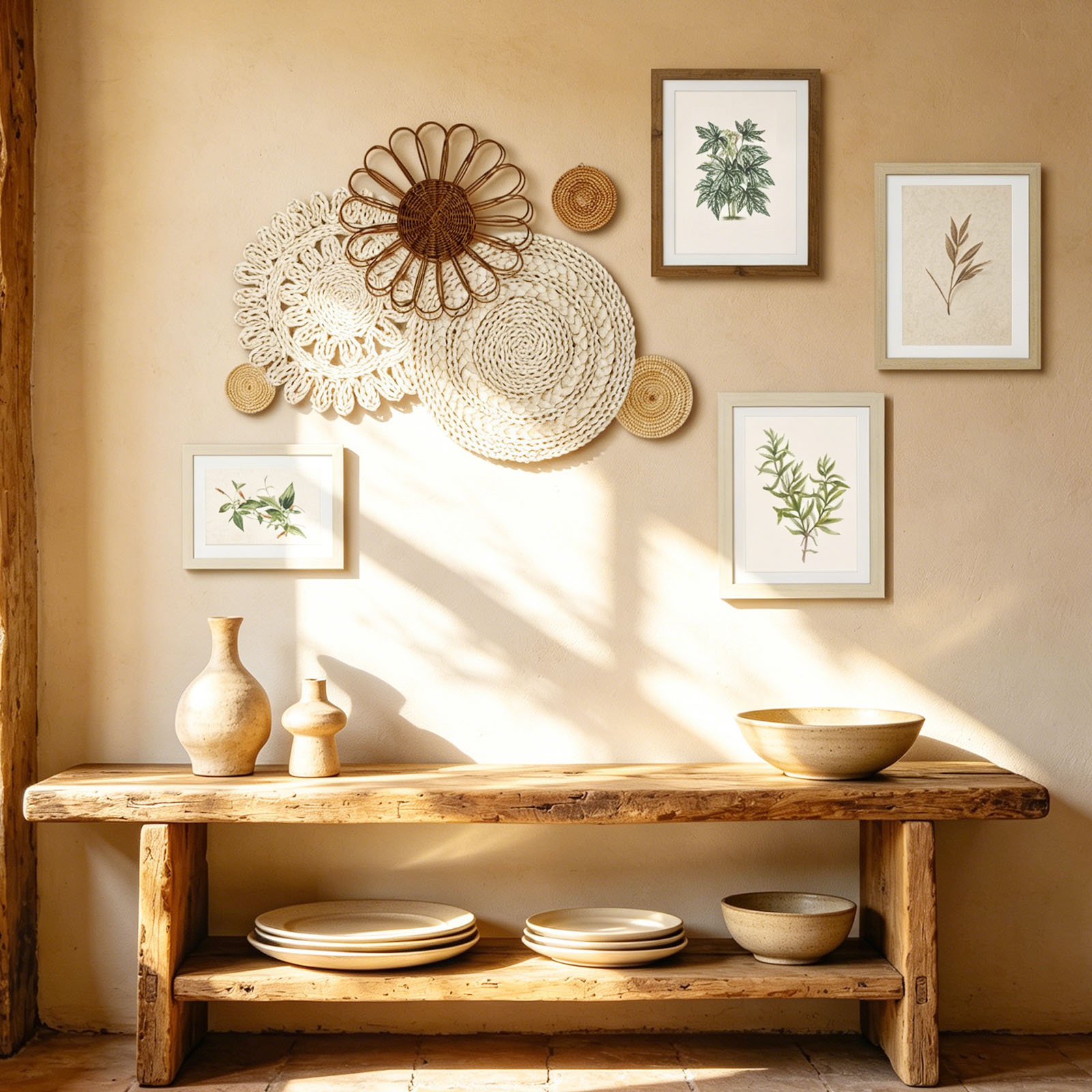 Keranjang Dinding Boho Rotan S - Woven Wall Basket ulasan dan harga