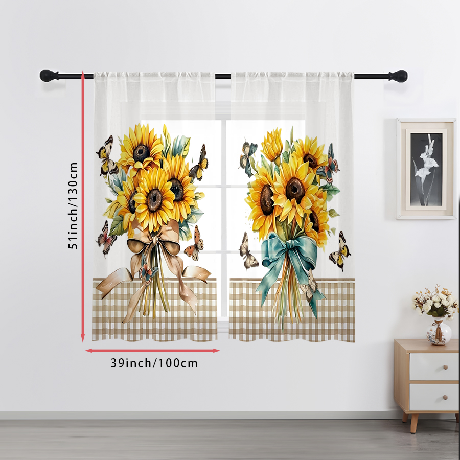 2PCS Tirai Transparan Cetak Di - Home Decor Wall Panels ulasan dan harga