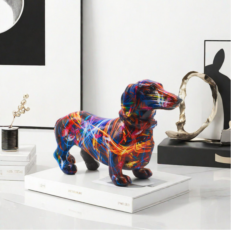 Patung Anjing Graffiti Resin D - Home Decor Statue ulasan dan harga