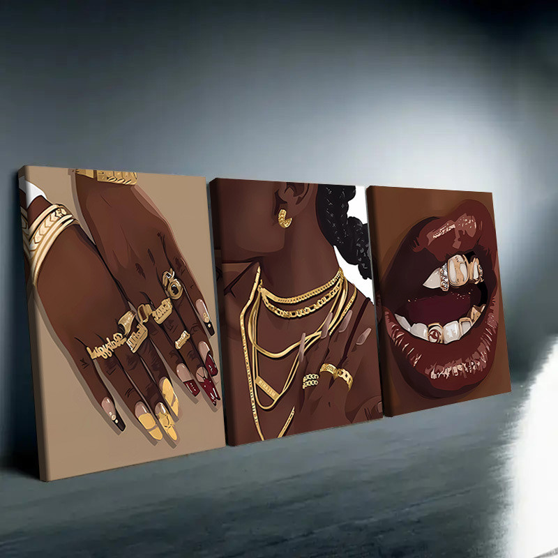 3 Buah Poster Seni Kanvas Abst - Abstract Oil Painting ulasan dan harga