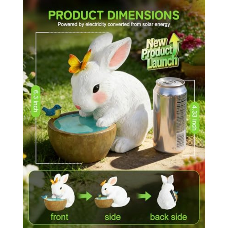 Patung Taman Kelinci Tenaga Su - Home Decor Statue ulasan dan harga