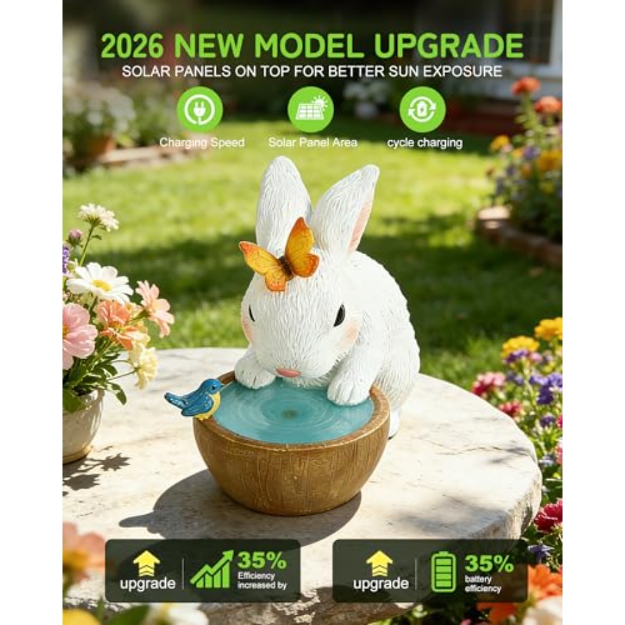 Patung Taman Kelinci Tenaga Su - Home Decor Statue ulasan dan harga