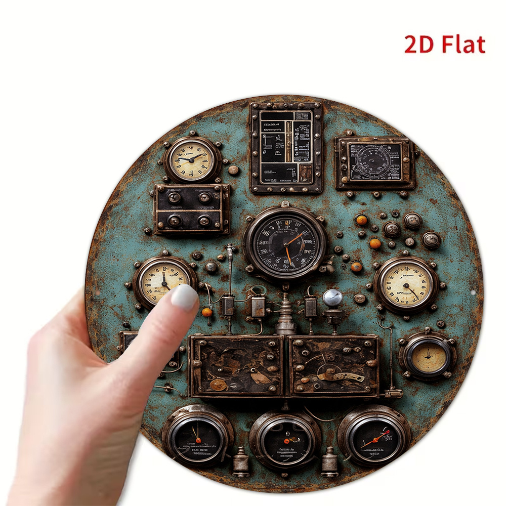 Papan Aluminium Bulat Retro 2D - Home Decor Wall Panels ulasan dan harga