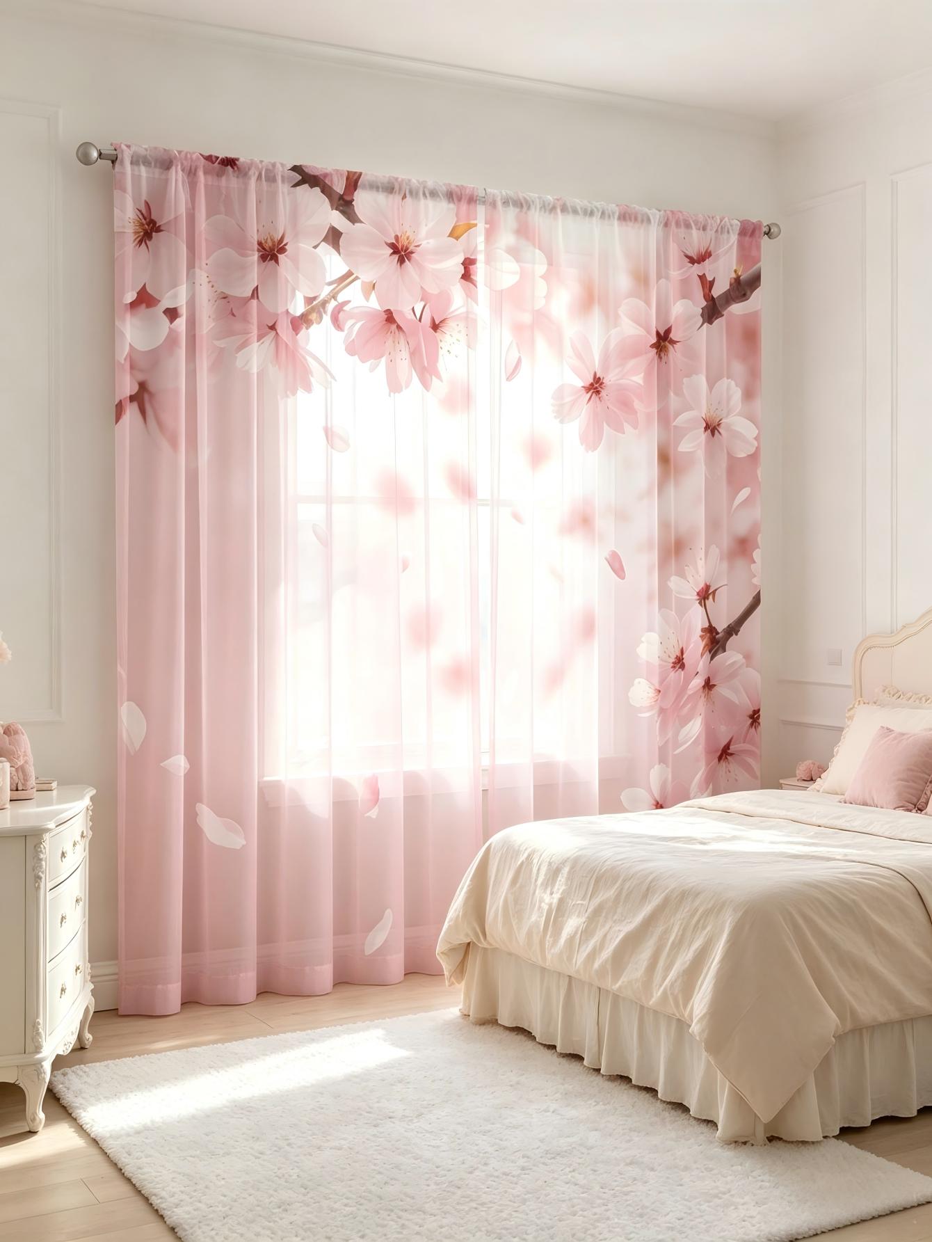 2PCS Tirai Transparan Cetak Di - Home Decor Wall Panels ulasan dan harga