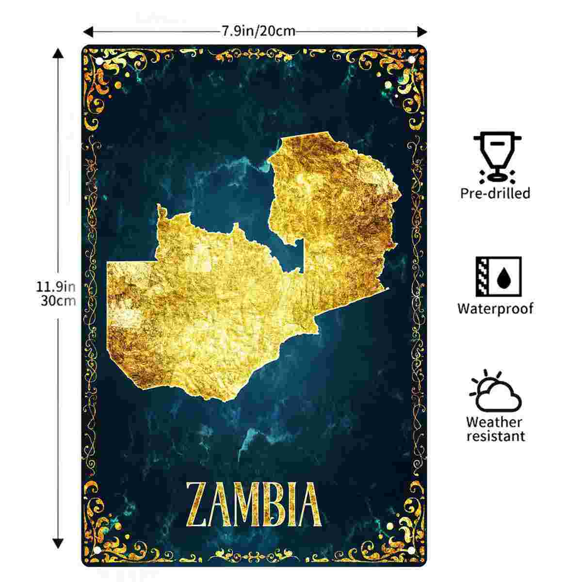 2D FLAT 1pc Peta Zambia Berlap - Home Decor Zambia ulasan dan harga