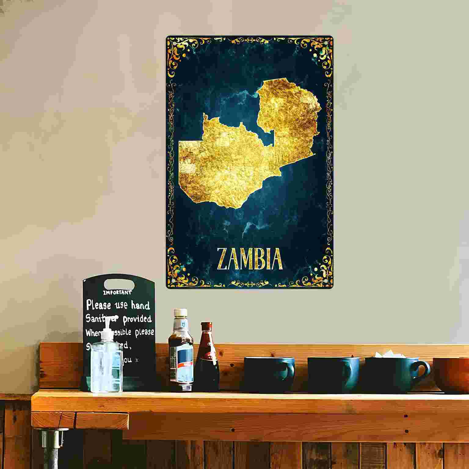 2D FLAT 1pc Peta Zambia Berlap - Home Decor Zambia ulasan dan harga