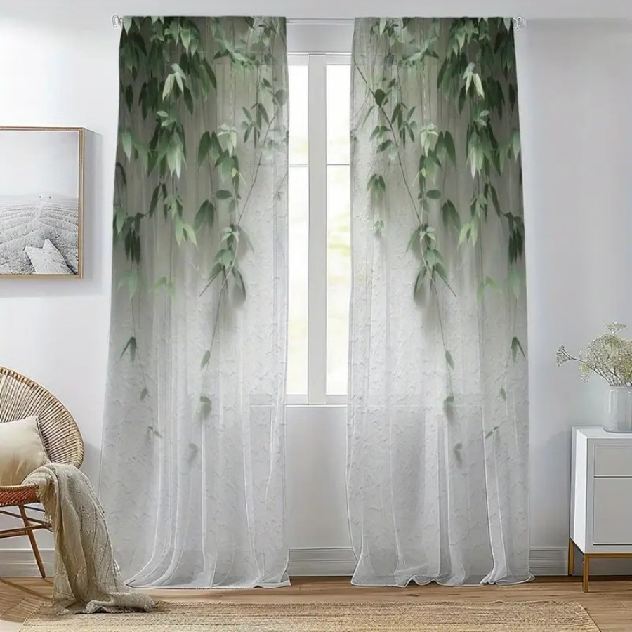 2PCS Tirai Transparan Cetak Di - Home Decor Wall Panels ulasan dan harga