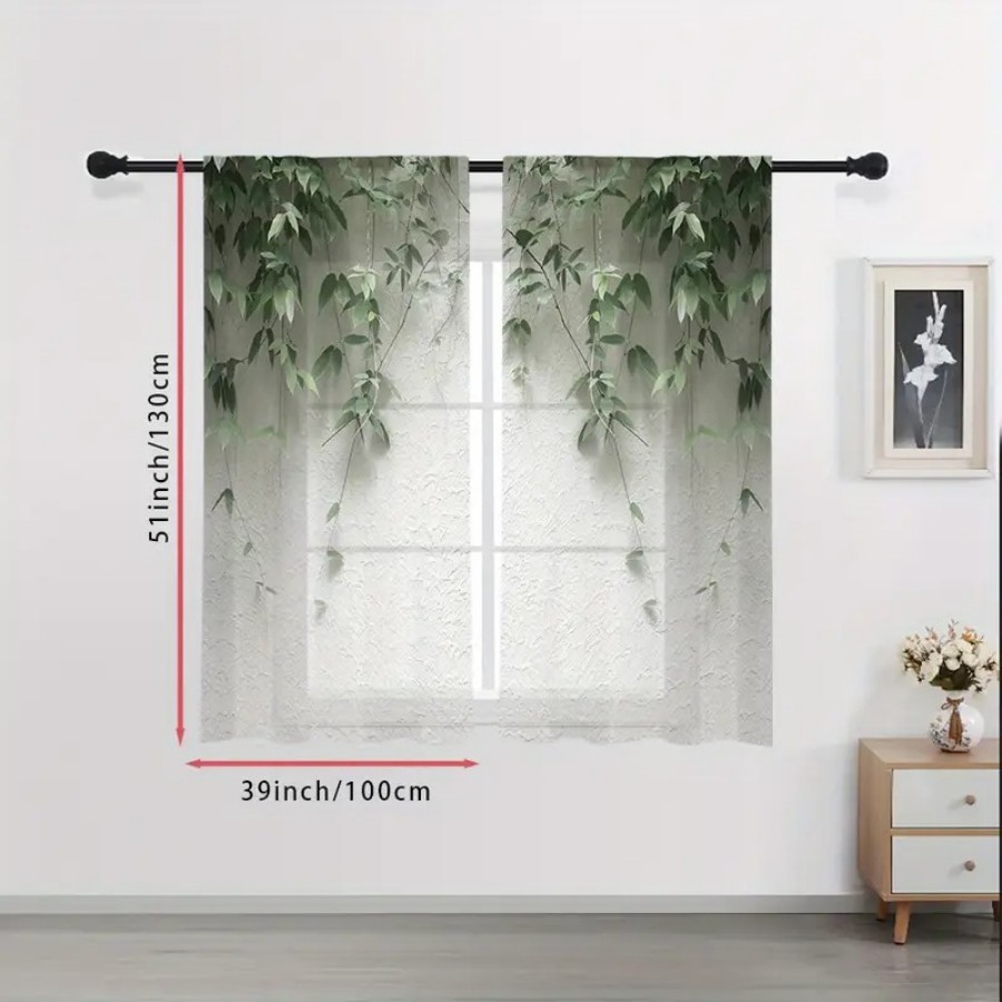 2PCS Tirai Transparan Cetak Di - Home Decor Wall Panels ulasan dan harga