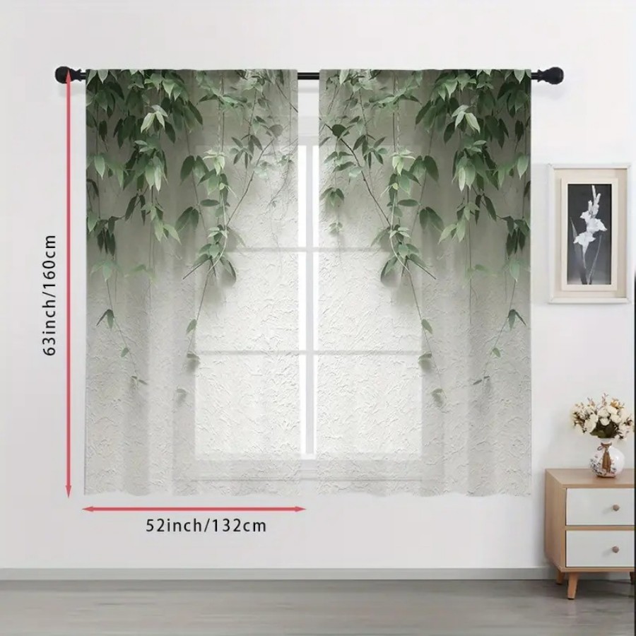 2PCS Tirai Transparan Cetak Di - Home Decor Wall Panels ulasan dan harga